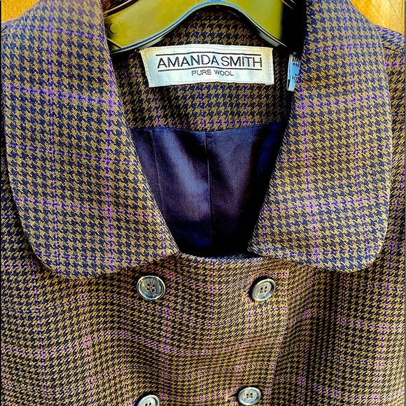 Fabulous Fall Wool Houndstooth Cropped Menswear Double Busted ButtonDown Jacket - Picture 3 of 12
